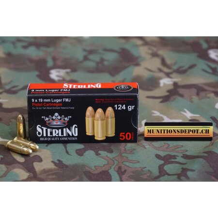 Sterling 9mm Para 124grs FMJ; 50 Stk