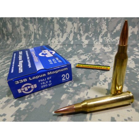 PPU .338 Lapua Magnum 250grs (A-421) FMJ; 20 Stk